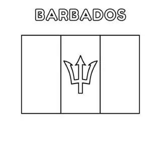 Barbados flag coloring page for kids to learn about national symbols. Printable activity for educational purposes and creative fun.