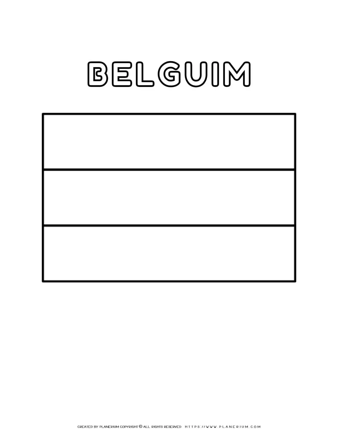 Coloring page of the Belgium flag for kids to learn about European countries. Perfect for educational purposes and patriotic activities.