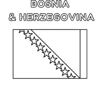 Coloring page of Bosnia and Herzegovina flag for kids to learn about European countries. Educational activity for children.