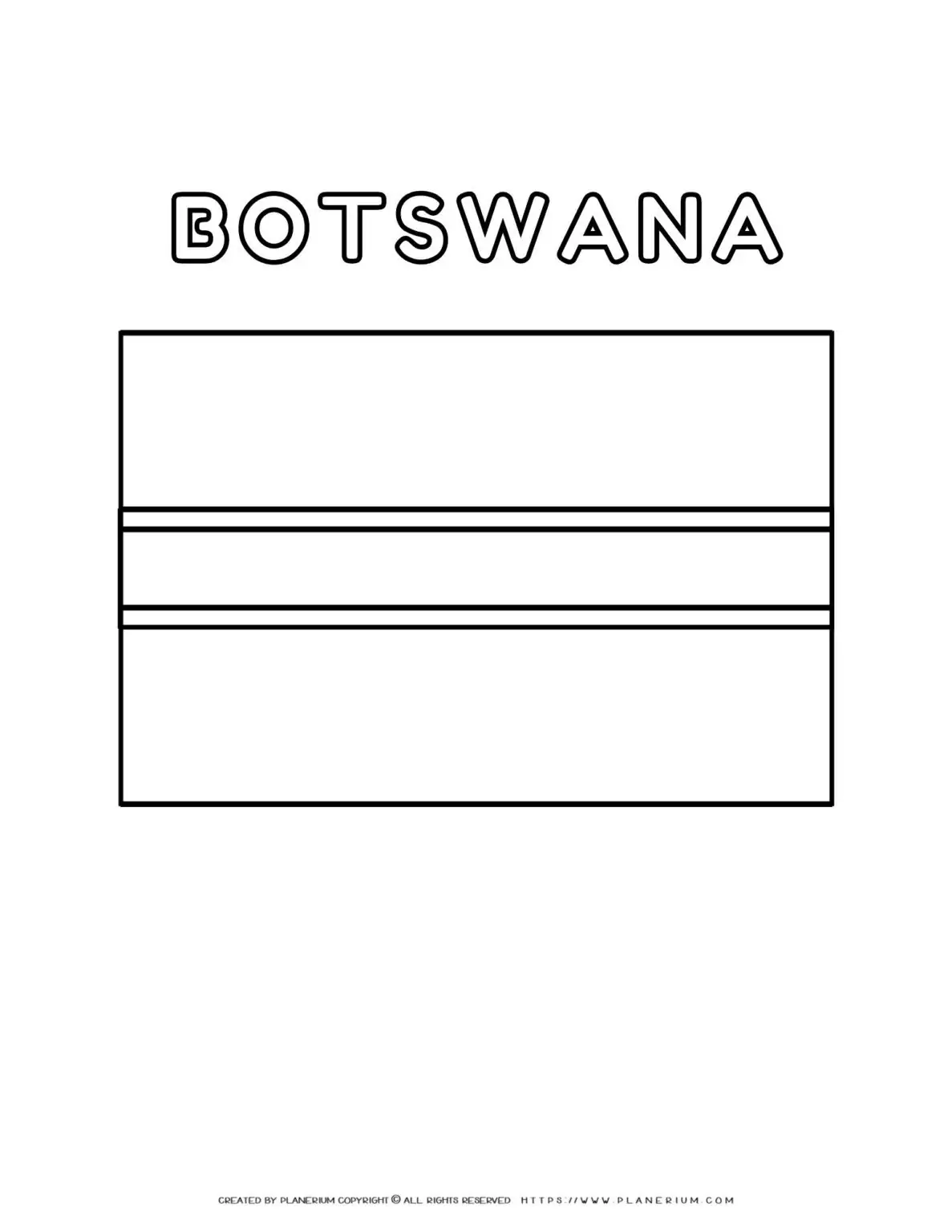 Botswana flag coloring page for kids to learn about African countries. Perfect for educational activities and cultural exploration.