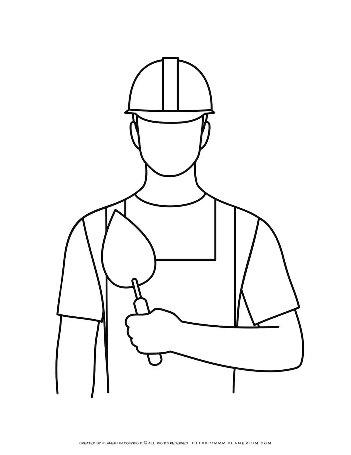 Construction worker holding a trowel