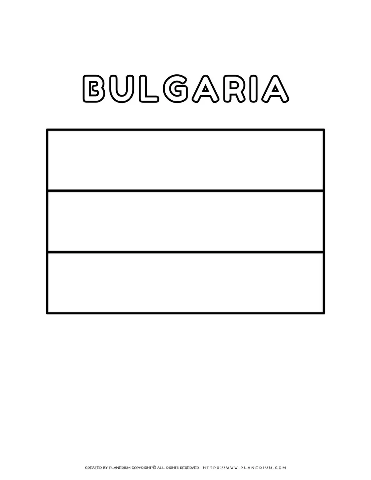Bulgaria flag coloring page for kids to learn about national symbols. Fun and educational activity for children.