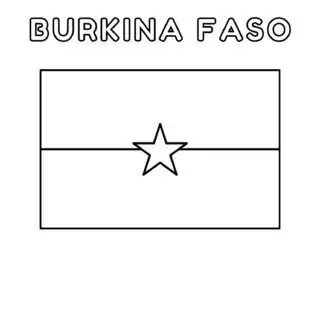 Burkina Faso flag coloring page for kids, printable activity for learning about African countries and their flags.