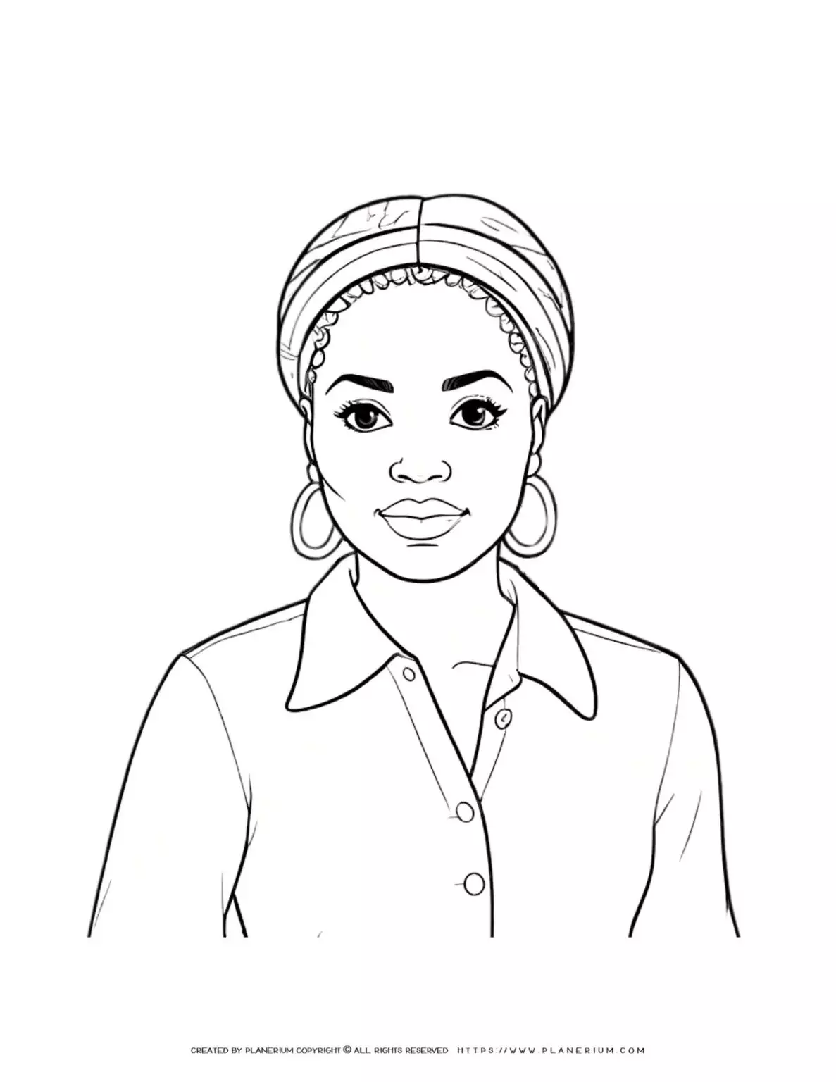 African woman torso illustration coloring page for business purposes. Ideal for creativity and relaxation. Perfect for all ages.
