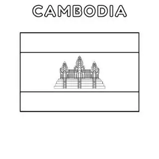 Cambodia flag coloring page for kids to learn about national symbols and colors. Perfect for educational activities and cultural studies.