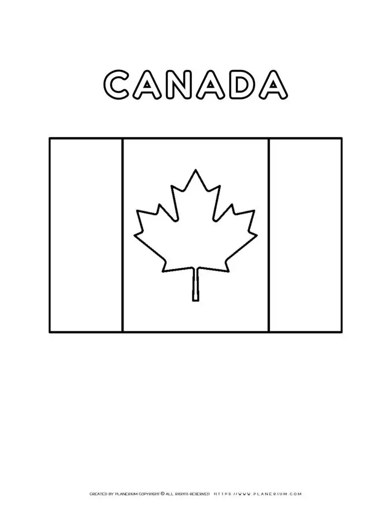 Canadian flag coloring page for kids to learn about Canada's
  national symbol. Perfect for educational activities and patriotic
  celebrations.