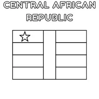 Central African Republic flag coloring page for kids to learn about national symbols and colors. Perfect for educational activities and cultural studies.