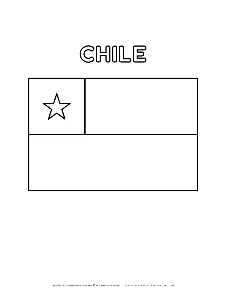 Chile flag coloring page for kids to learn about South
  American country's national symbol. Perfect for educational activities and
  cultural studies.