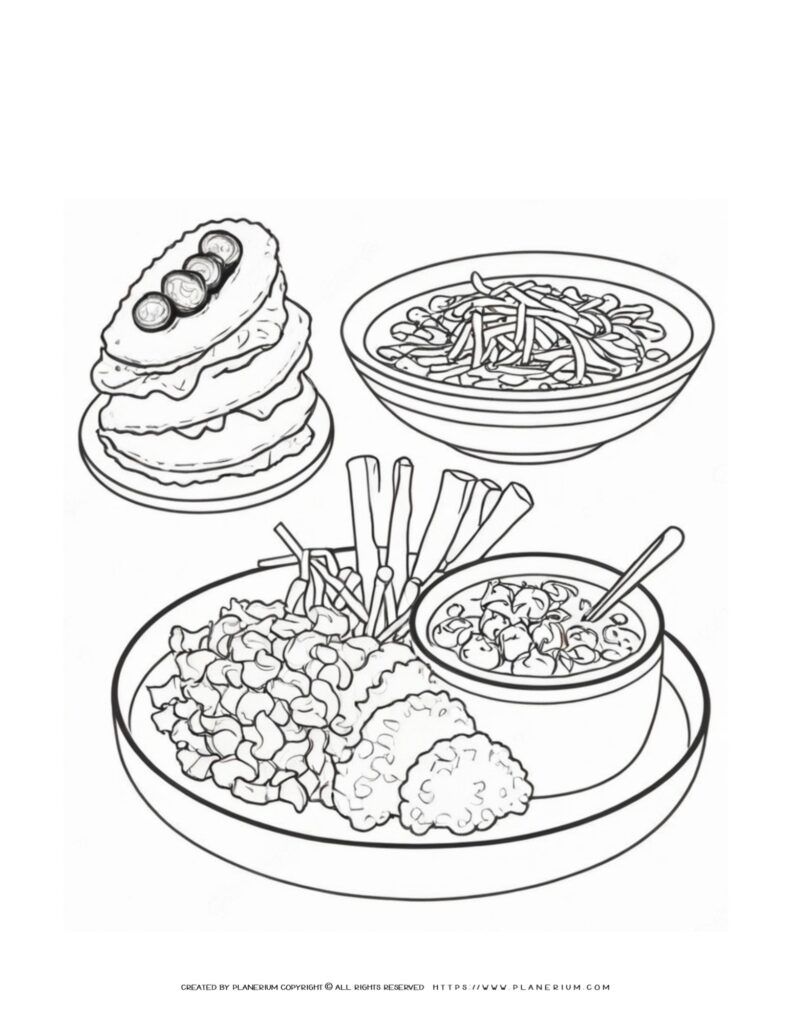 Chinese Food Coloring Page: Fun Learning for Kids