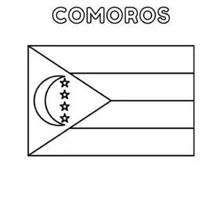 Comoros flag coloring page for kids to learn about national symbols and colors. Perfect for educational activities and patriotic celebrations.