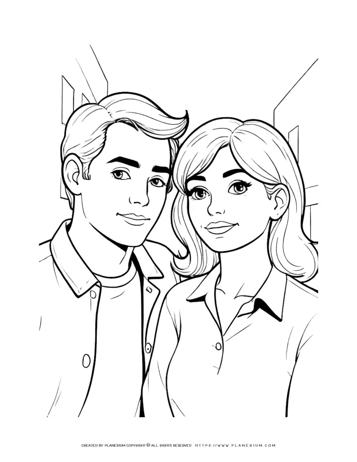 Couple drawing, smiling together.