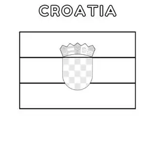 Croatia flag coloring page for kids to learn about Croatian culture and symbols. Perfect for educational activities and patriotic celebrations.