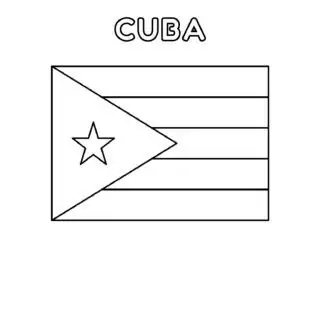Cuba flag coloring page for kids to learn about national symbols and colors. Perfect for educational activities and cultural exploration.