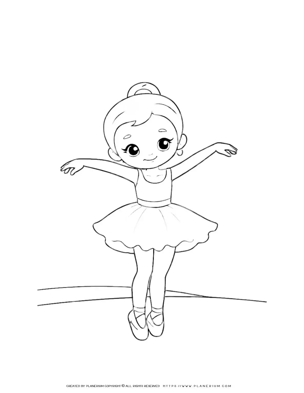 Cute ballerina line drawing