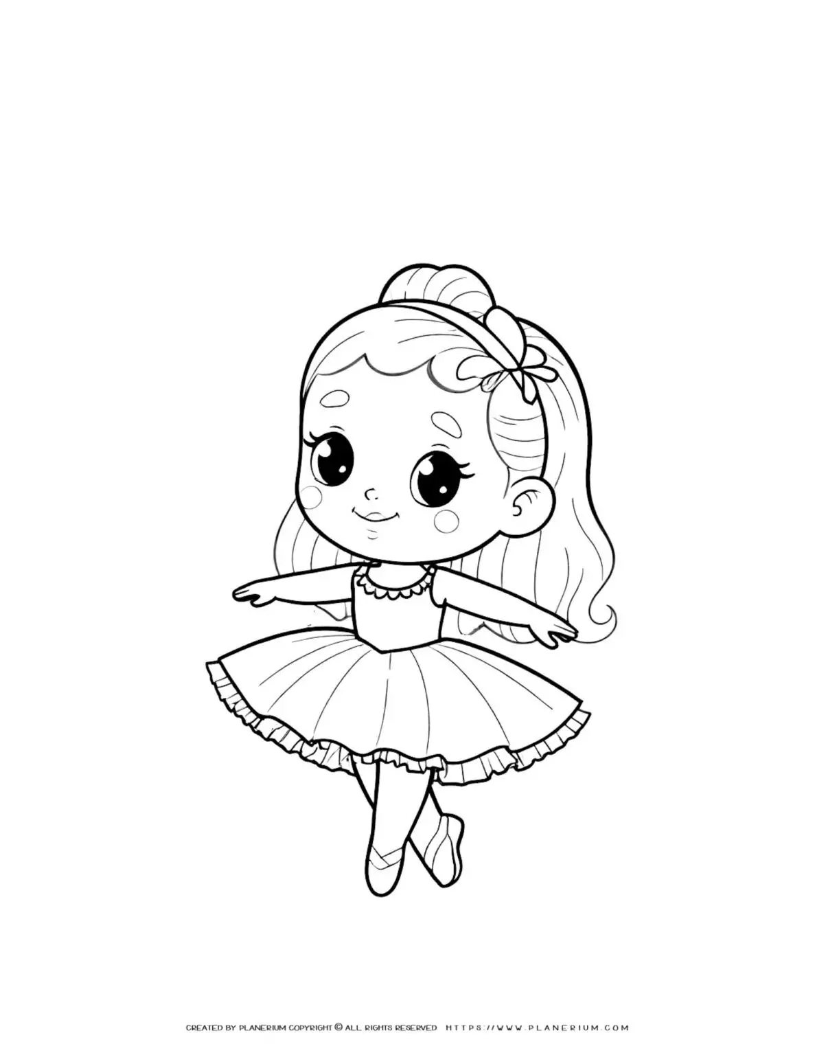 Coloring page of girl in ballet tutu
