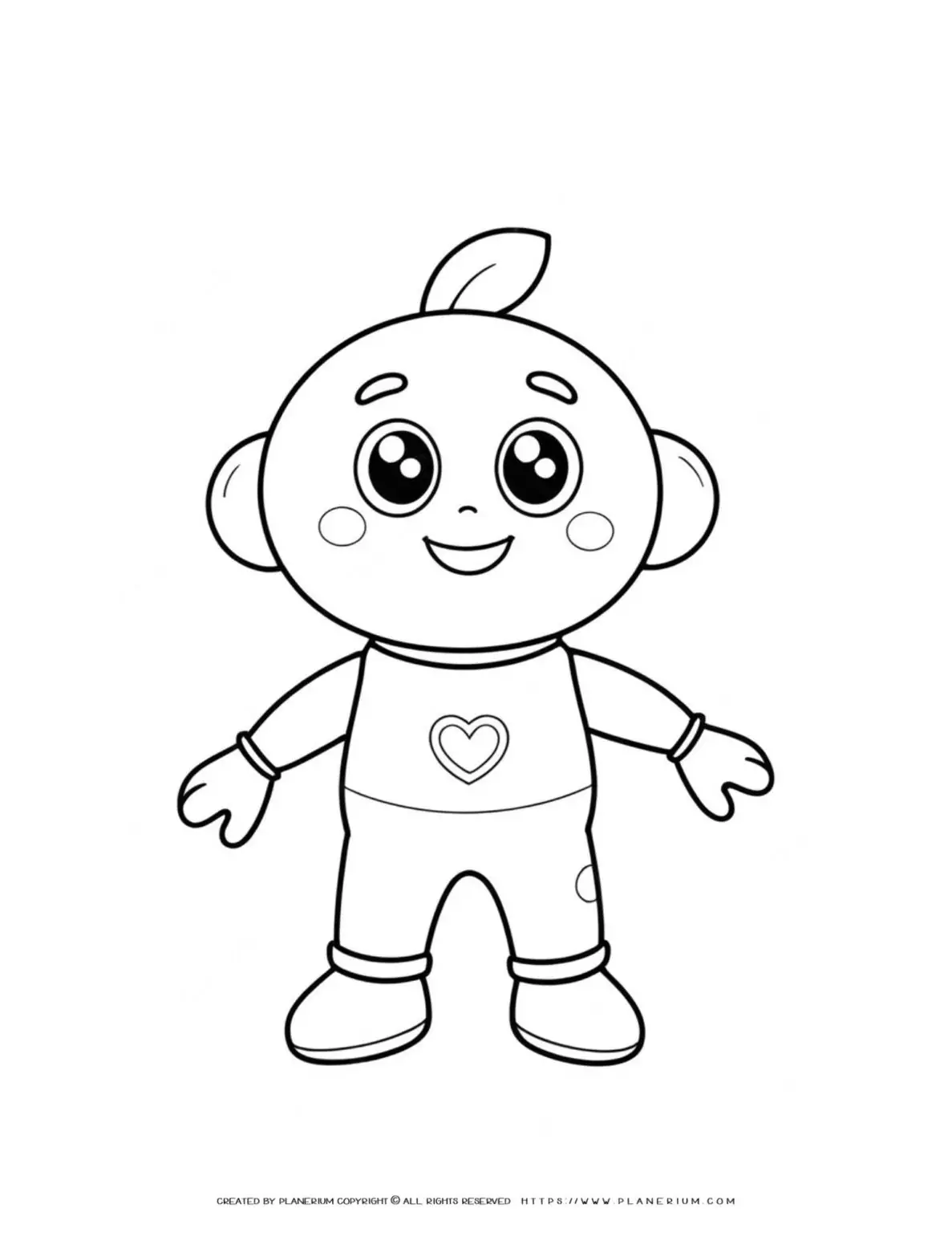 Cute cartoon boy coloring page