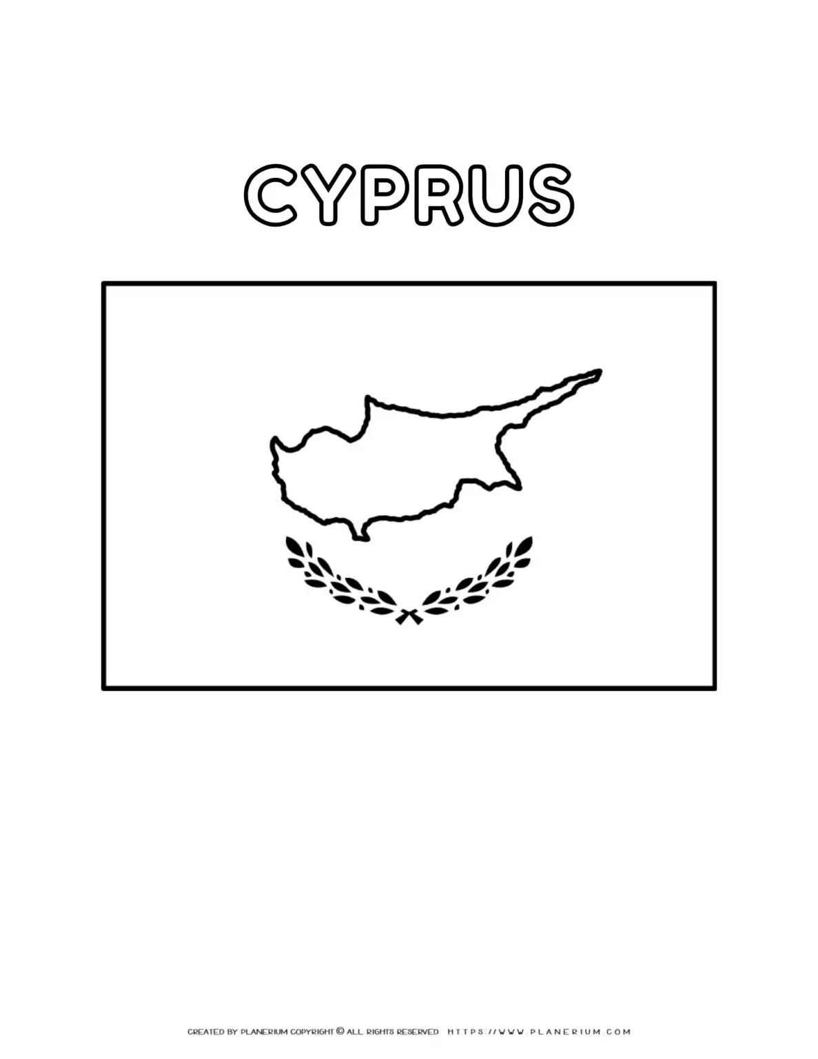 Cyprus flag coloring page for kids - printable national symbol activity.
