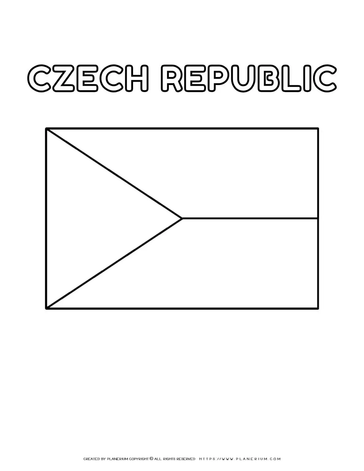 Czech Republic flag coloring page for kids to learn about national symbols and colors. Perfect for educational activities and patriotic crafts.