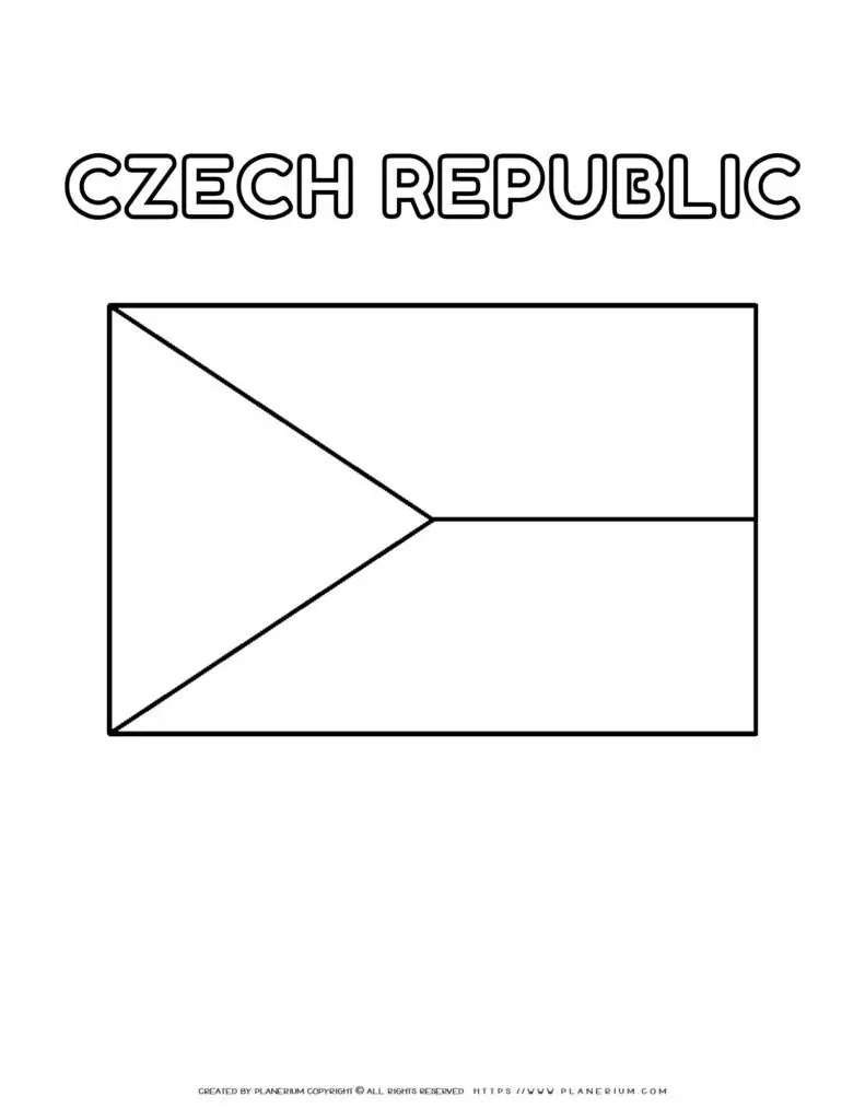 Czech Republic flag coloring page for kids to learn about
  national symbols and colors. Perfect for educational activities and patriotic
  crafts.