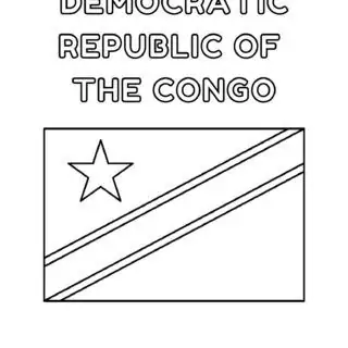 Coloring page of the Democratic Republic of the Congo flag. Fun and educational activity for kids to learn about African countries.