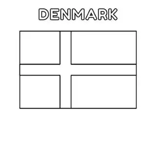 Danish flag coloring page for kids to learn about Denmark's national symbol. Perfect for educational activities and cultural lessons.