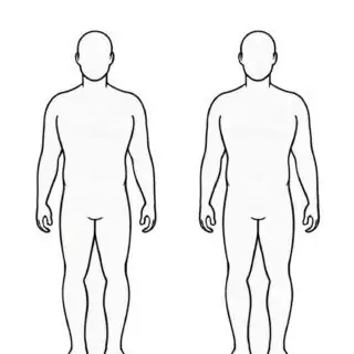 Two male body outline diagrams