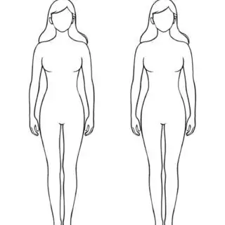 Outline of two female figures front view.