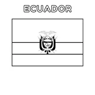 Ecuador flag coloring page for kids to learn about South American countries. Printable activity for educational purposes and cultural awareness.