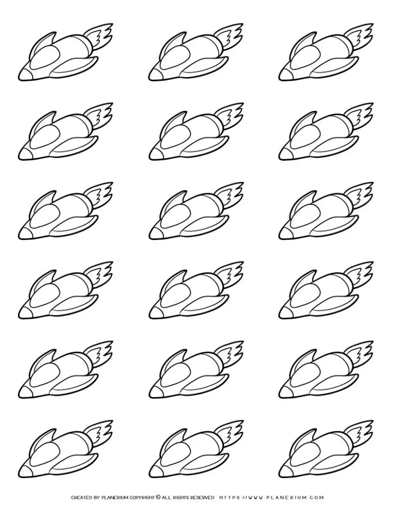 Rocket ship coloring page template
