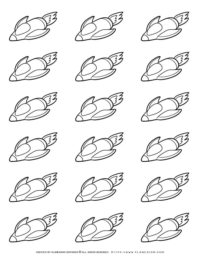 Rocket ship coloring page template