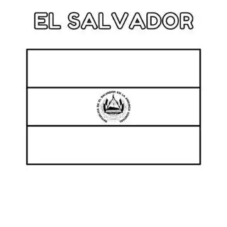 El Salvador flag coloring page for kids to learn about Central American country's national symbol. Perfect for educational activities and patriotic crafts.