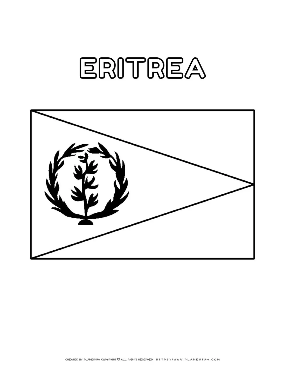 Eritrea flag coloring page for kids to learn about African countries. Printable activity for geography lessons and cultural education.