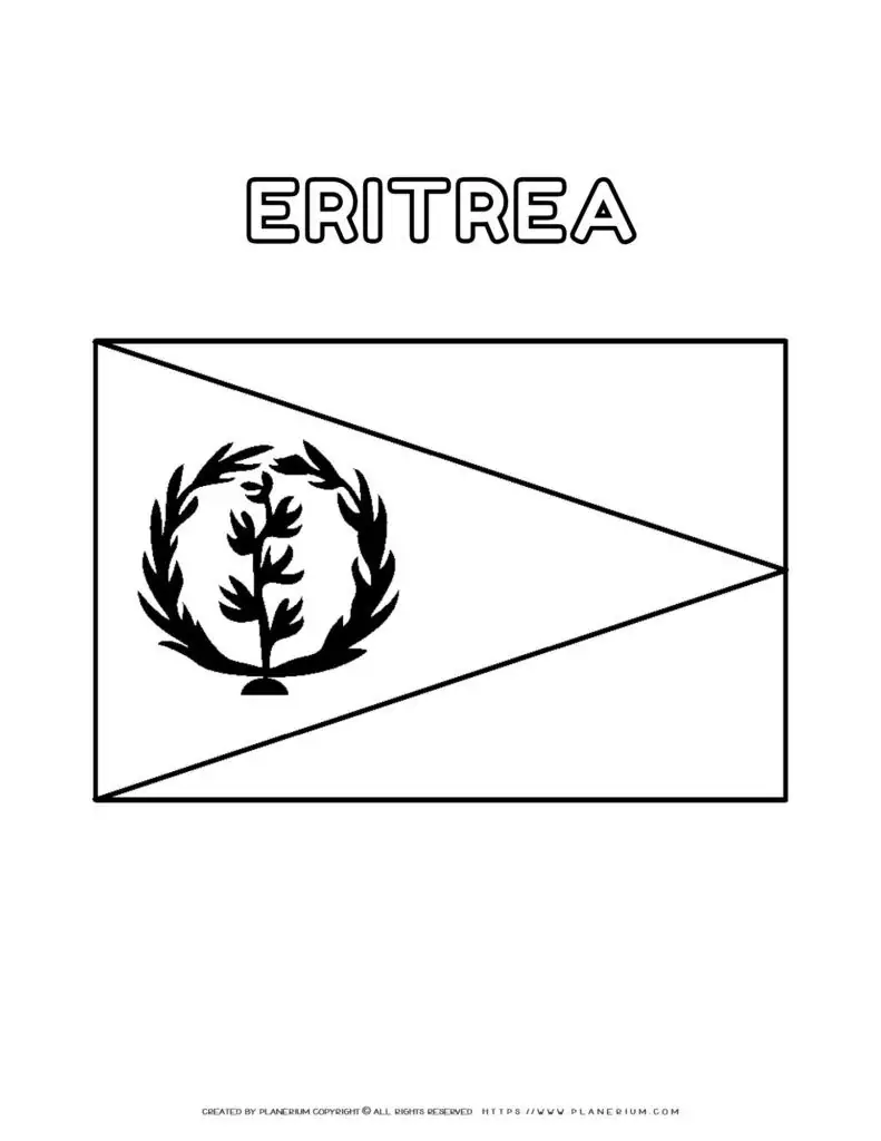 Eritrea flag coloring page for kids to learn about African
  countries. Printable activity for geography lessons and cultural education.