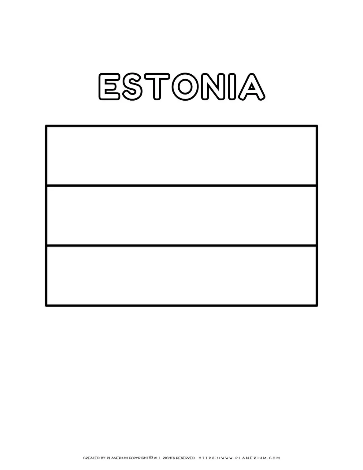 Estonia flag coloring page for kids to learn about national symbols and colors. Perfect for educational activities and patriotic crafts.