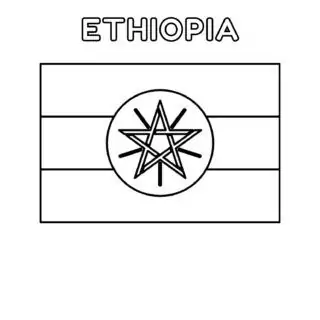 Ethiopia flag coloring page for kids to learn about African countries. Perfect for educational activities and cultural exploration.