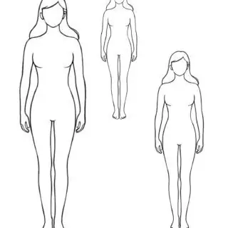 Three outlines of faceless women in different sizes.