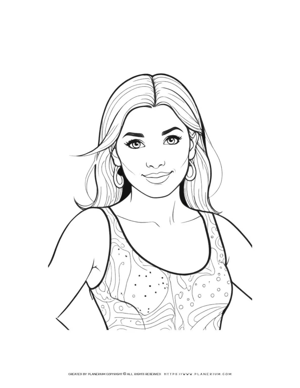 Line art of a smiling woman