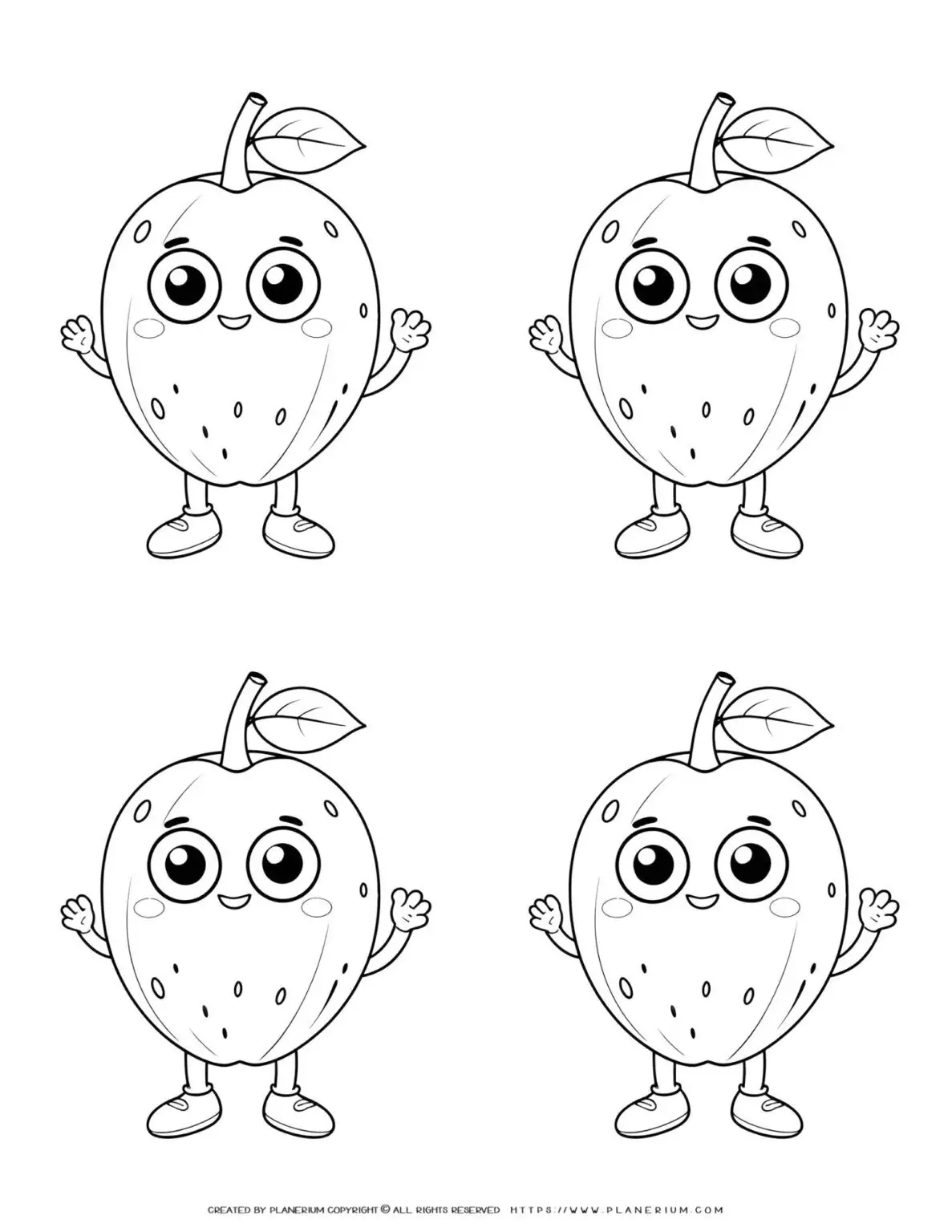 Cartoon strawberries with faces and arms waving