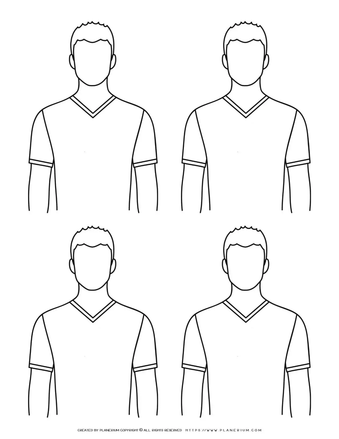 Four identical male outlines with short hair