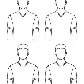 Four identical male outlines with short hair