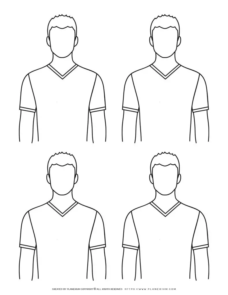 Four identical male outlines with short hair