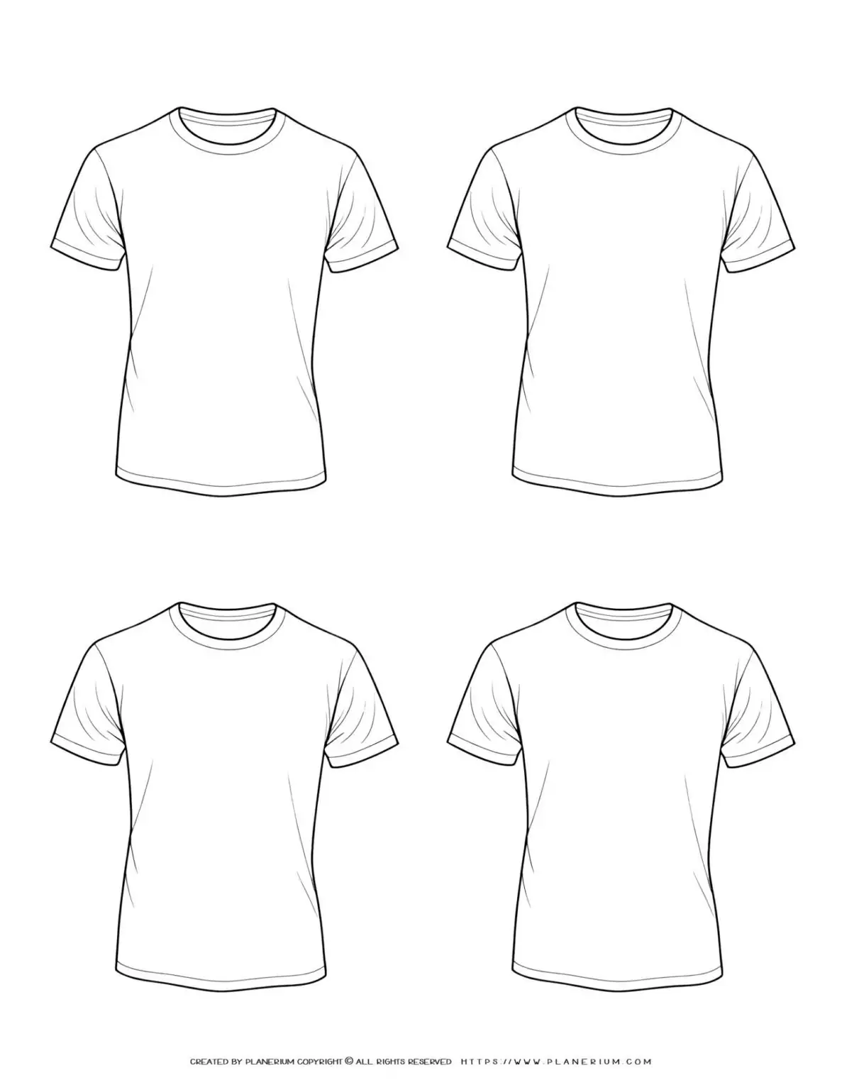 Four white T-shirts in a grid layout