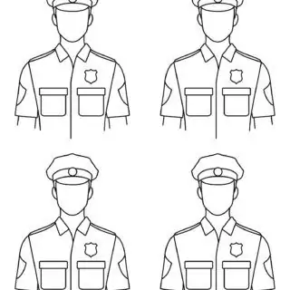 Outline illustrations of four police officers.