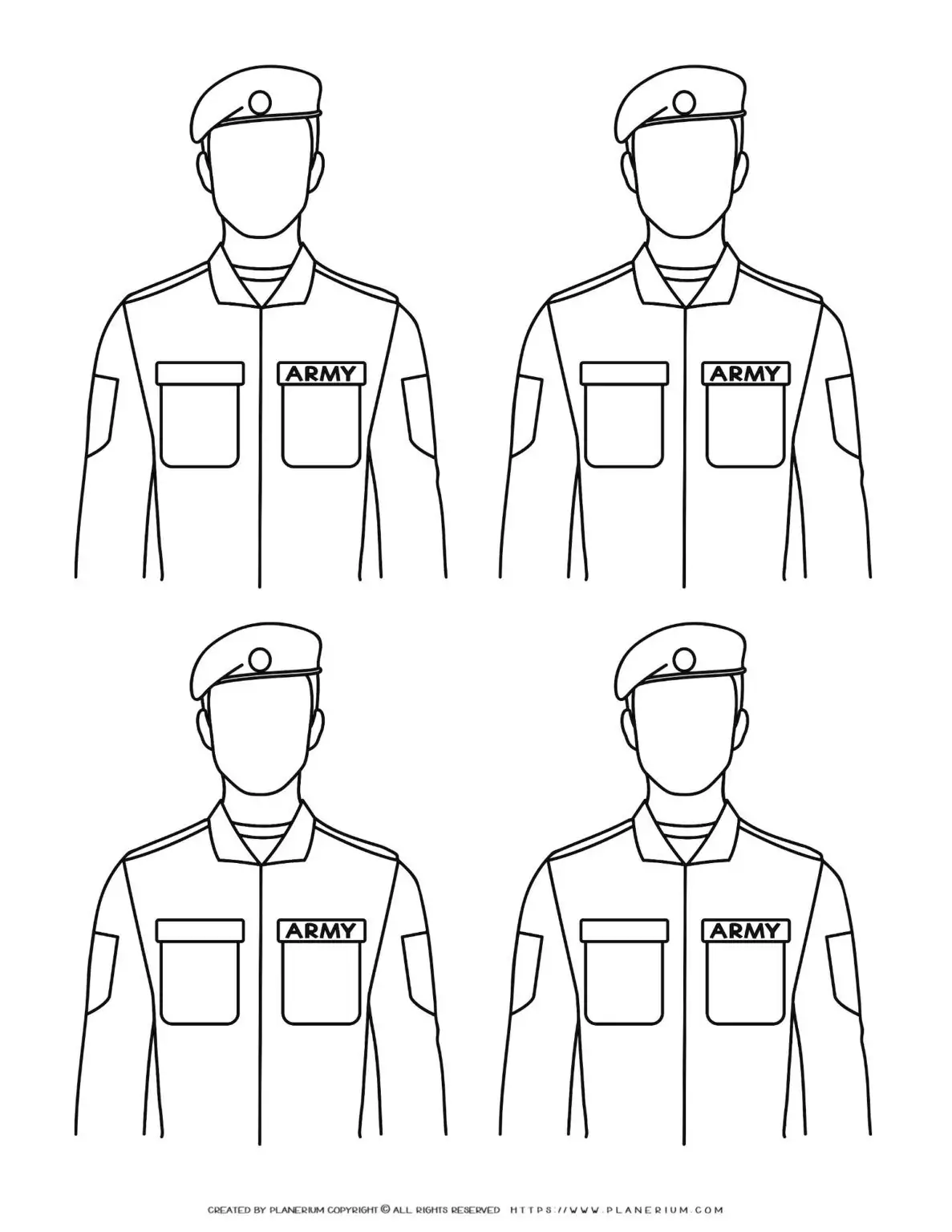 Four soldiers in military uniforms