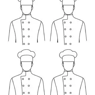 Outline of four chefs in uniforms