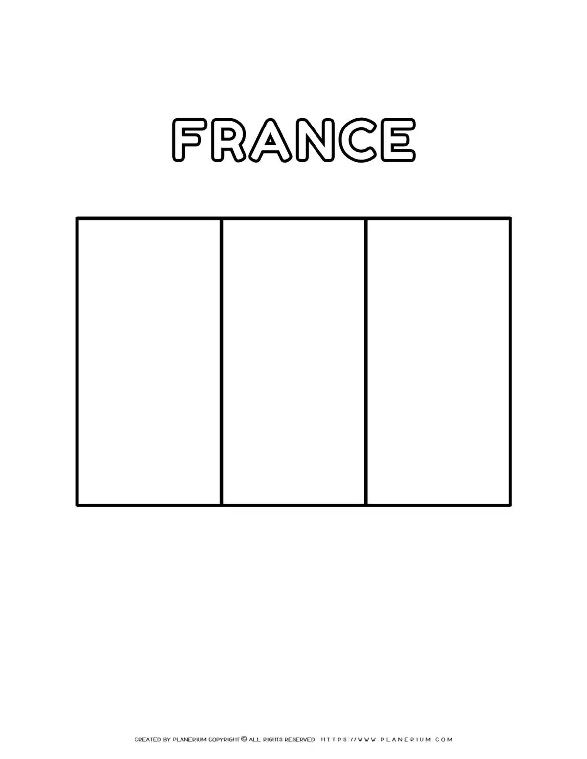 France flag coloring page for kids to learn about the tricolor flag of France. Perfect for educational use and patriotic activities.