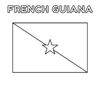 Coloring page of the French Guiana flag for kids to learn about this South American territory. Great for educational purposes and fun activities.