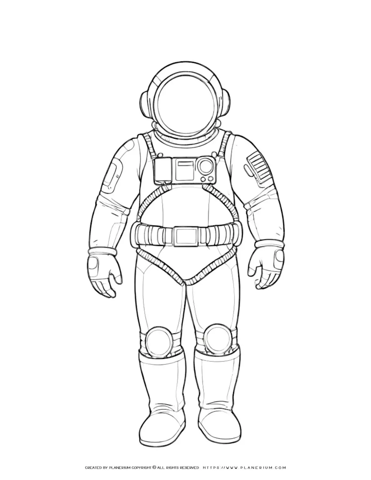 Astronaut suit outline for full body protection in space exploration. Ideal for space missions and interstellar travel.