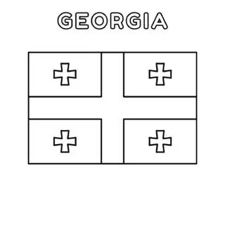 Georgia flag coloring page for kids to learn about state symbols. Printable activity for educational purposes. Fun and engaging design.