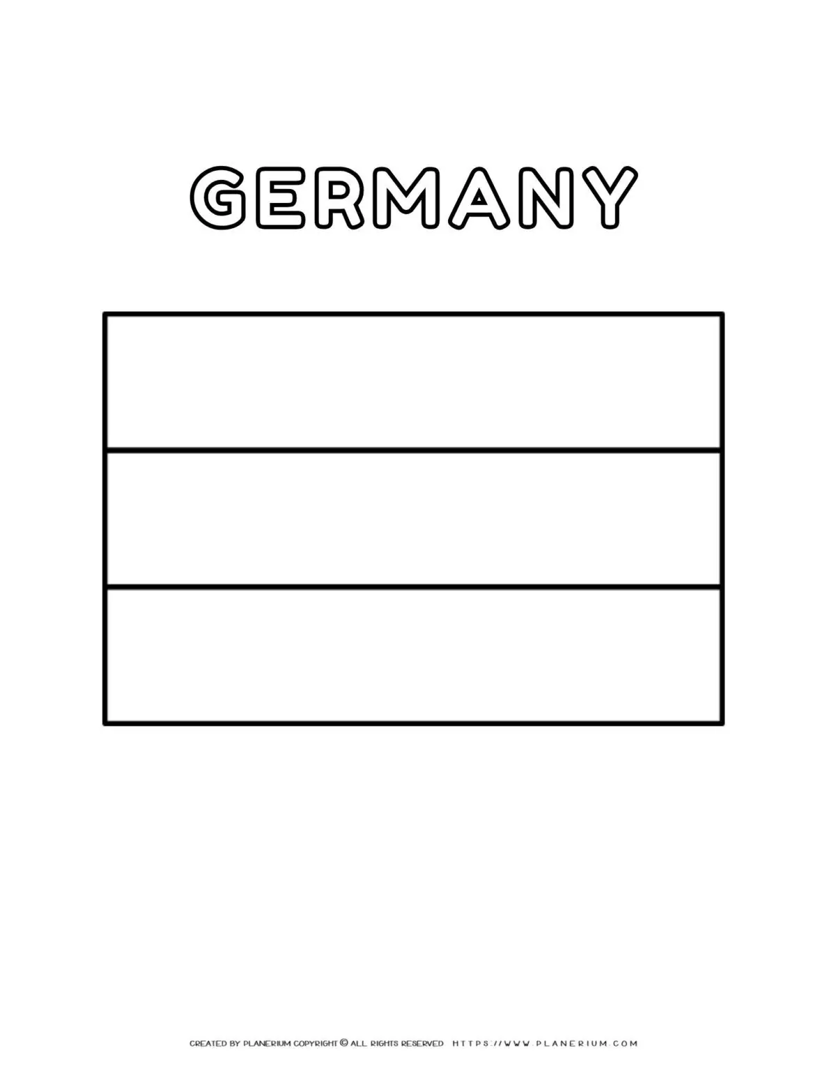 German flag coloring page for kids to learn about Germany's national symbol. Perfect for educational activities and cultural studies.